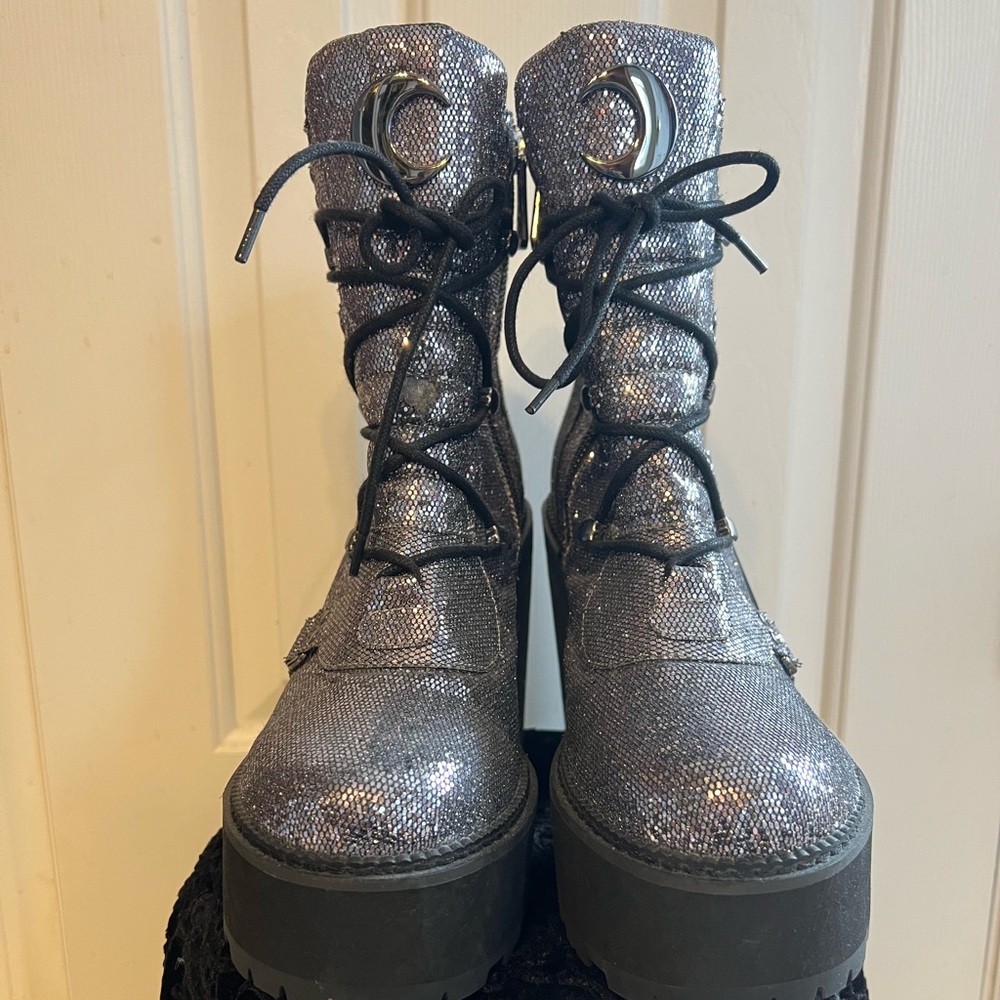 Killstar broom rider platform sparkle boots